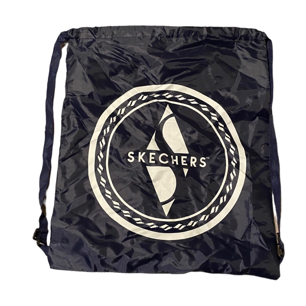Skechers Backpack Bag Blue White Drawstring Rucksack Tote Shopping Grocery - Picture 4 of 7